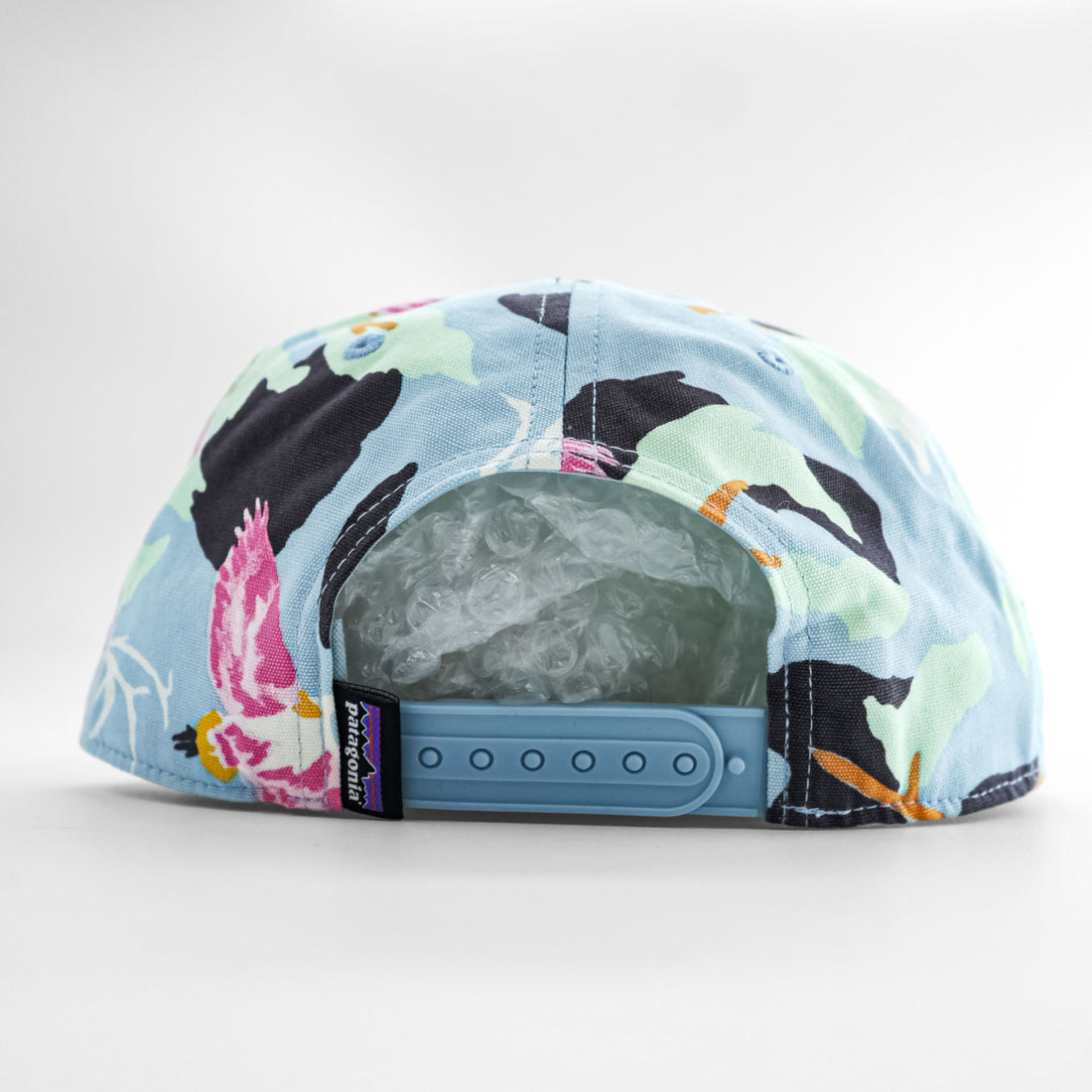 Patagonia スナップバックキャップ ブルー 総柄 オーガニックコットン LIVE SIMPLY ギターワッペン 38280
