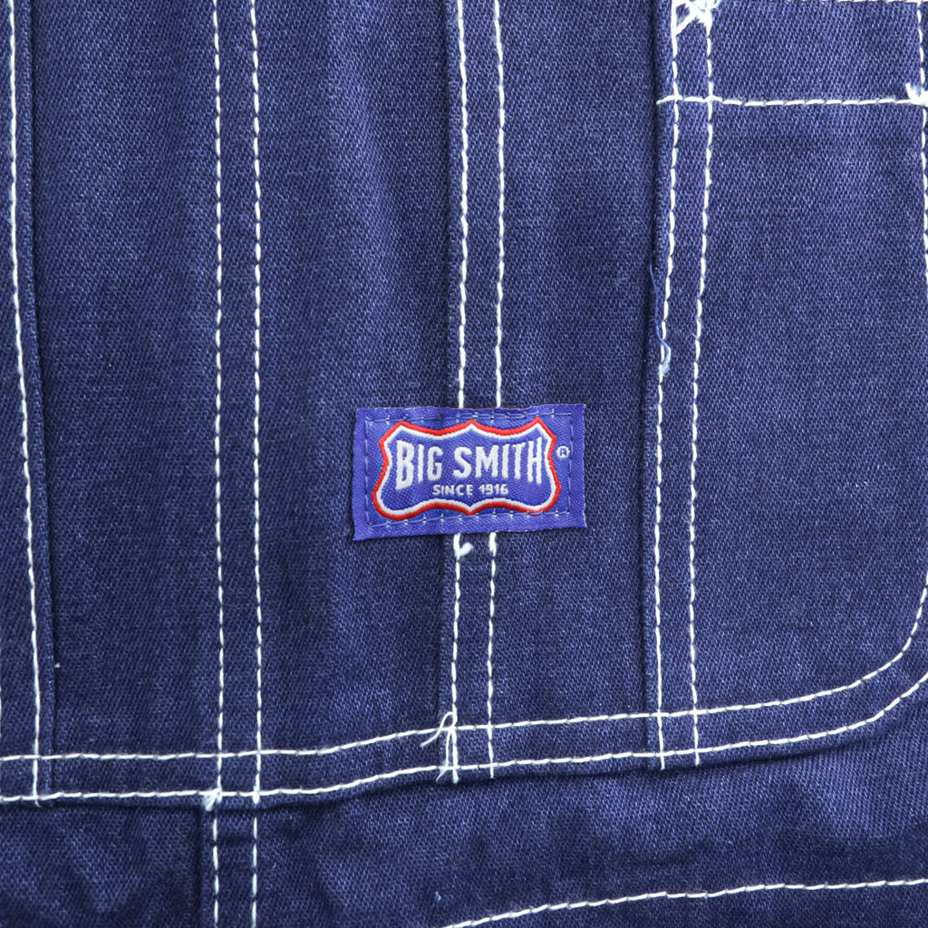 BIG SMITH Cotton Carpenter Bib Overalls W36 L30 Navy Contrast Stitch