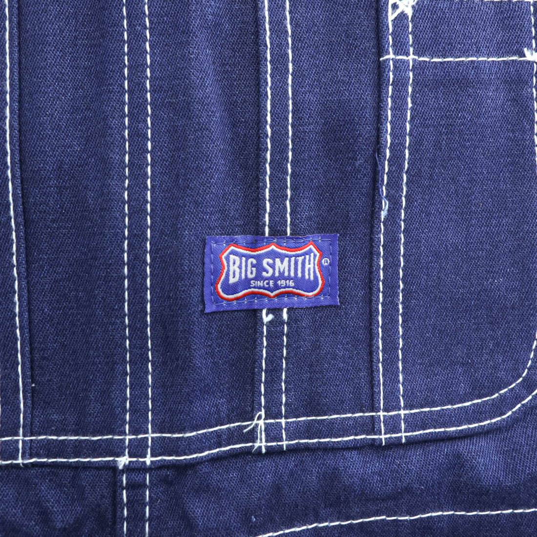 BIG SMITH Cotton Carpenter Bib Overalls W36 L30 Navy Contrast Stitch