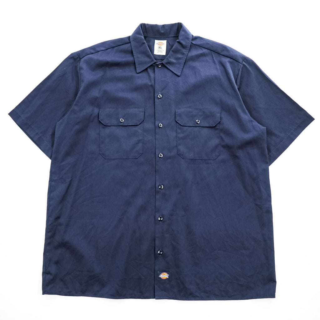 Dickies 半袖ワークシャツ XL ネイビー ボックスシルエット ダブルポケット 1574DN