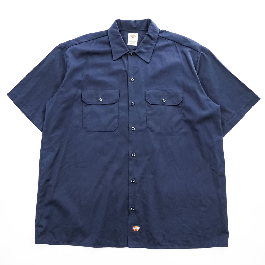 Dickies 半袖ワークシャツ XL ネイビー ボックスシルエット ダブルポケット 1574DN