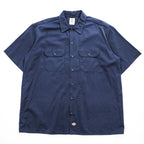 Dickies 半袖ワークシャツ XL ネイビー ボックスシルエット ダブルポケット 1574DN
