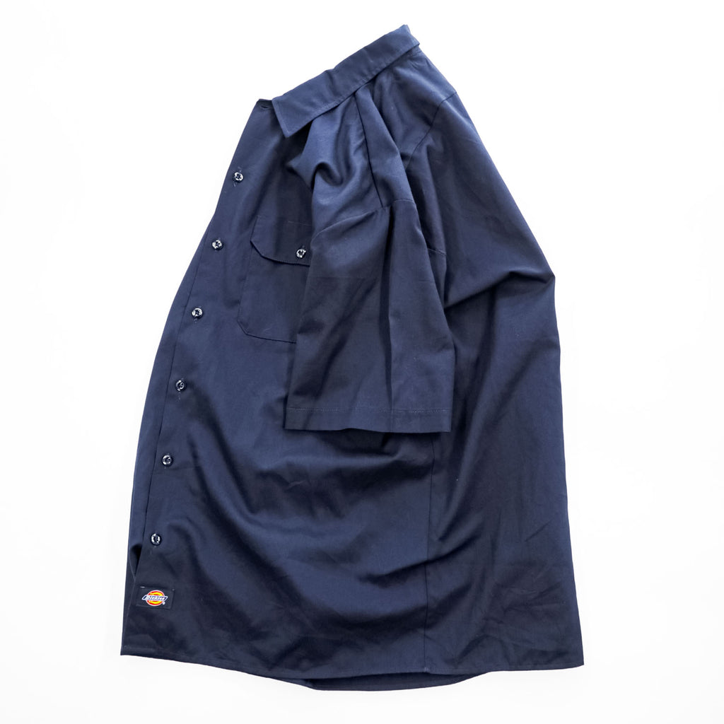 Dickies 半袖ワークシャツ XL ネイビー ボックスシルエット ダブルポケット 1574DN