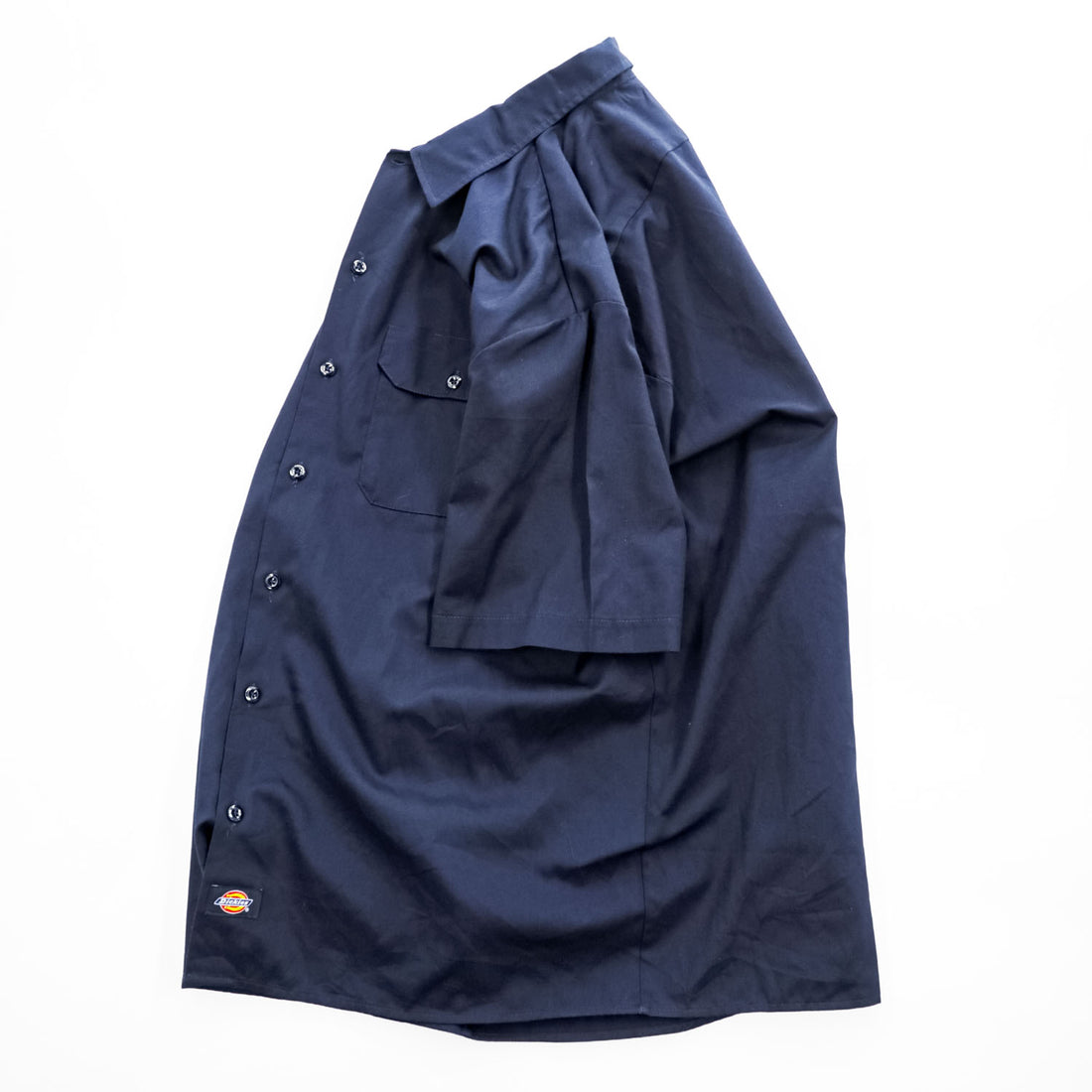 Dickies 半袖ワークシャツ XL ネイビー ボックスシルエット ダブルポケット 1574DN