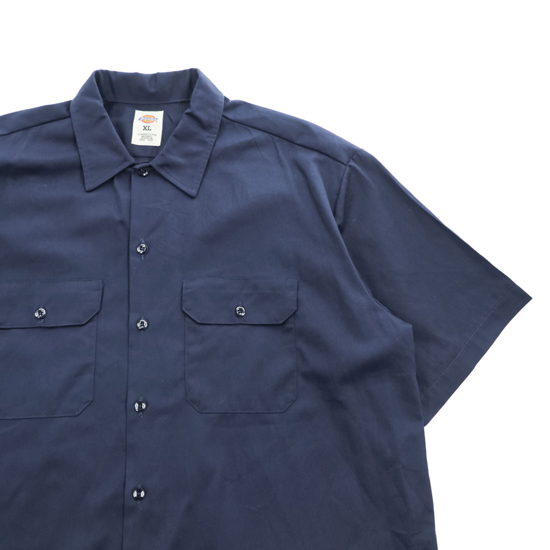Dickies 半袖ワークシャツ XL ネイビー ボックスシルエット ダブルポケット 1574DN