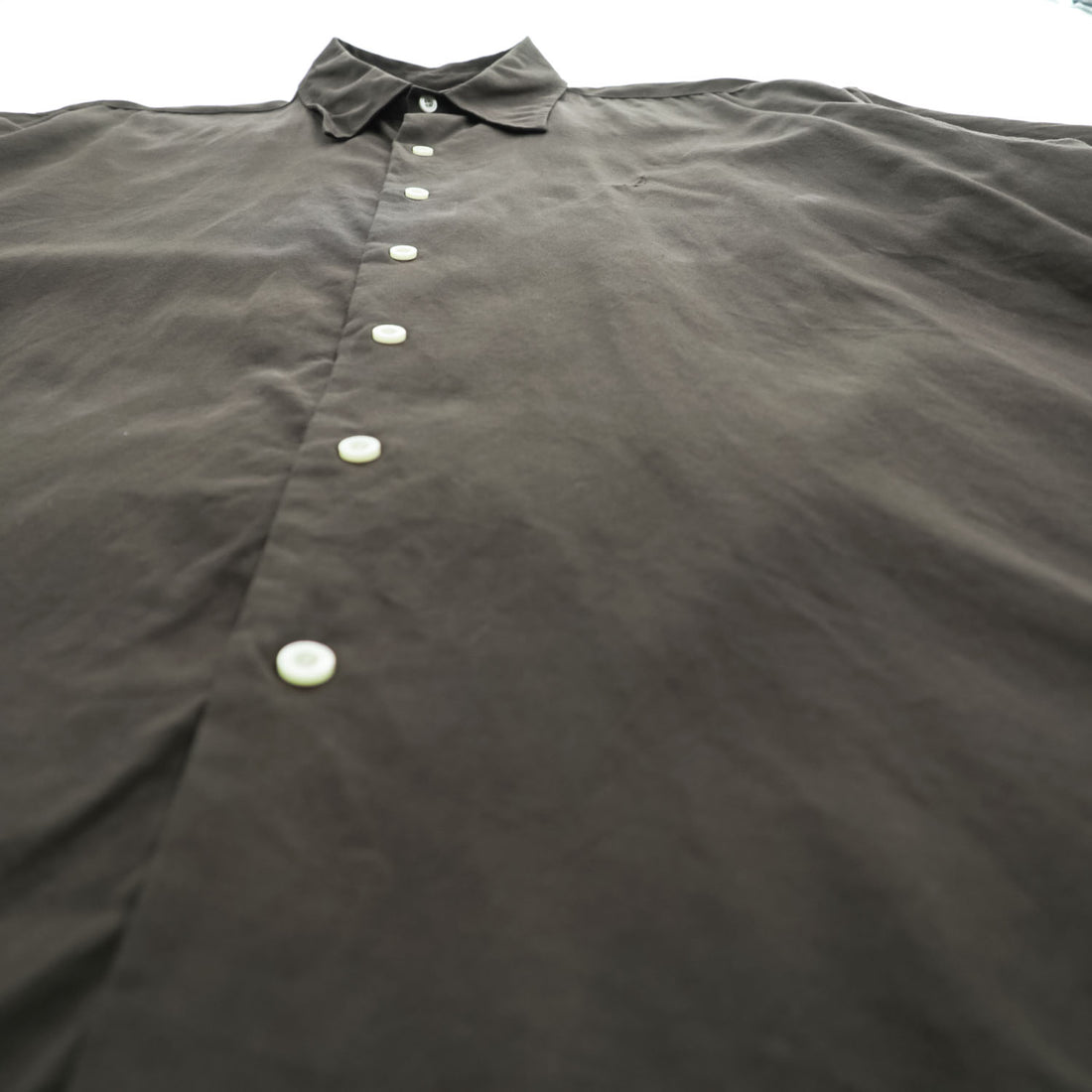 NAUTICA シルクコットン 半袖シャツ XL ブラウン ビッグサイズ EASY CARE SILK BLEND
