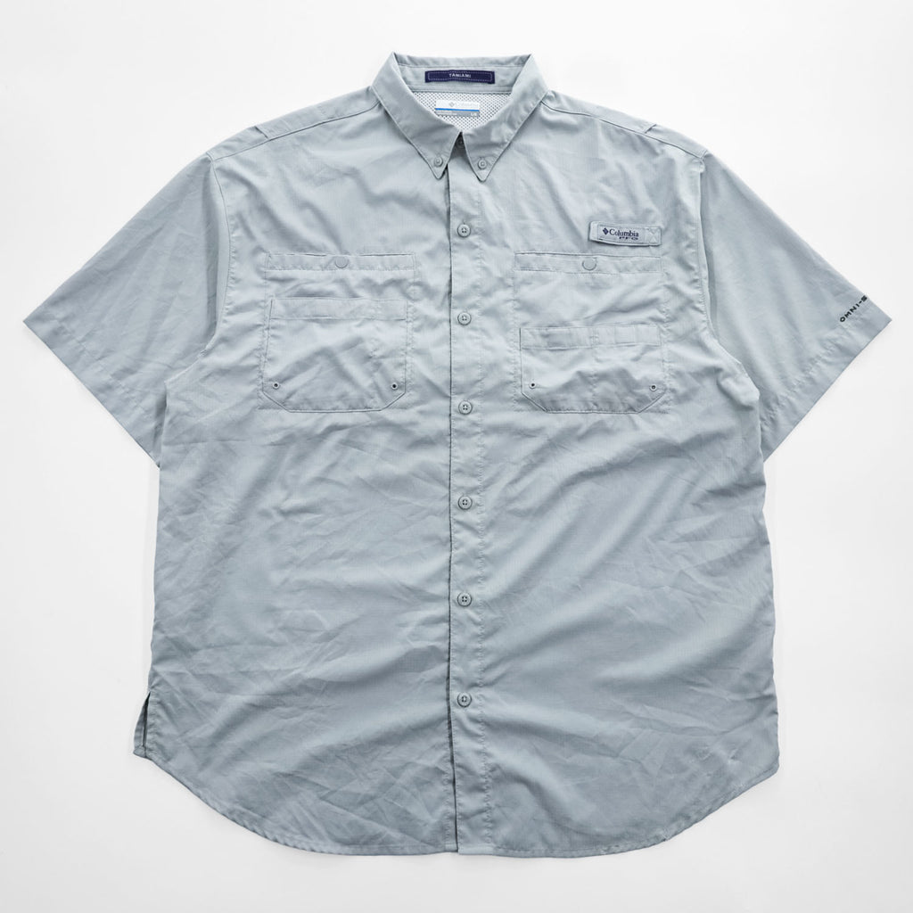 Columbia PFG 半袖 フィッシングシャツ TAMIAMI OMNI-SHADE L グレー ボタンダウン FM7266