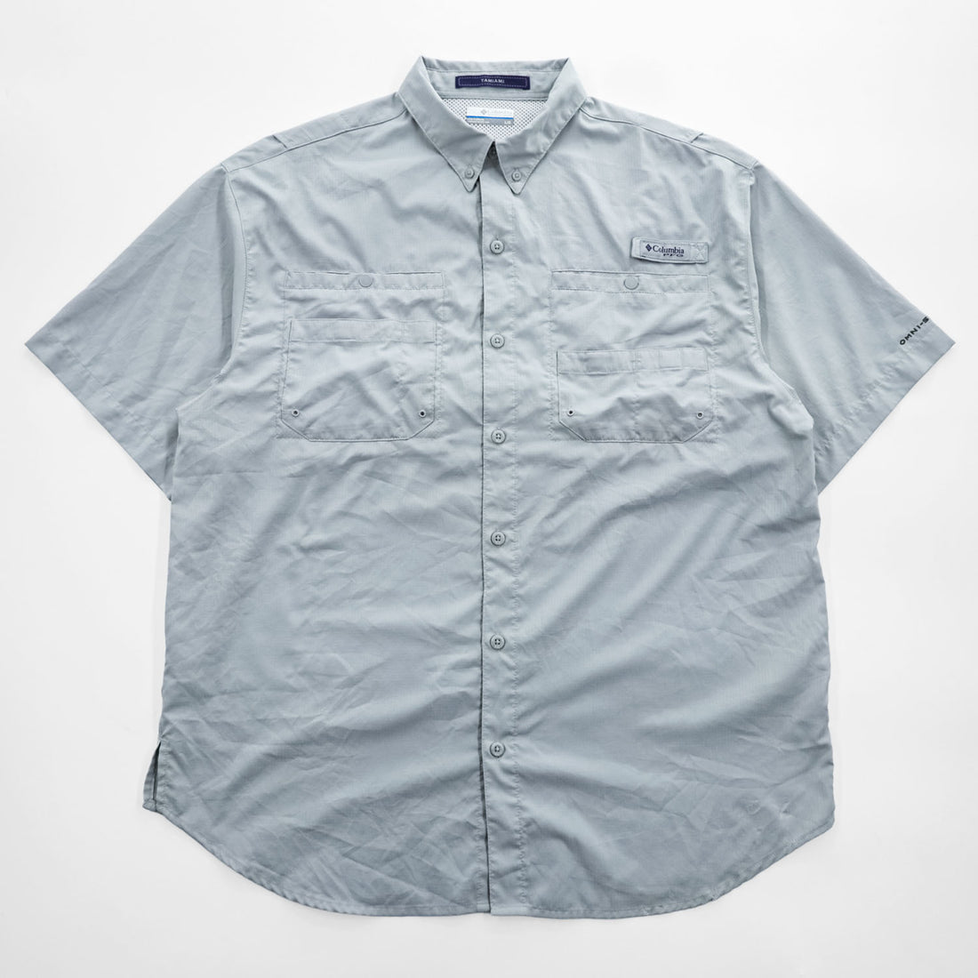 Columbia PFG 半袖 フィッシングシャツ TAMIAMI OMNI-SHADE L グレー ボタンダウン FM7266