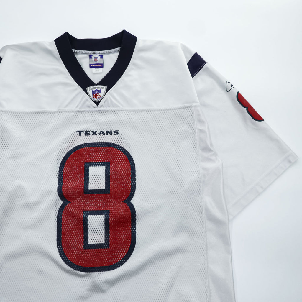 Reebok ゲームシャツ フットボールジャージ Tシャツ M ホワイト ネイビー メッシュ NFL TEXANS ナンバリング