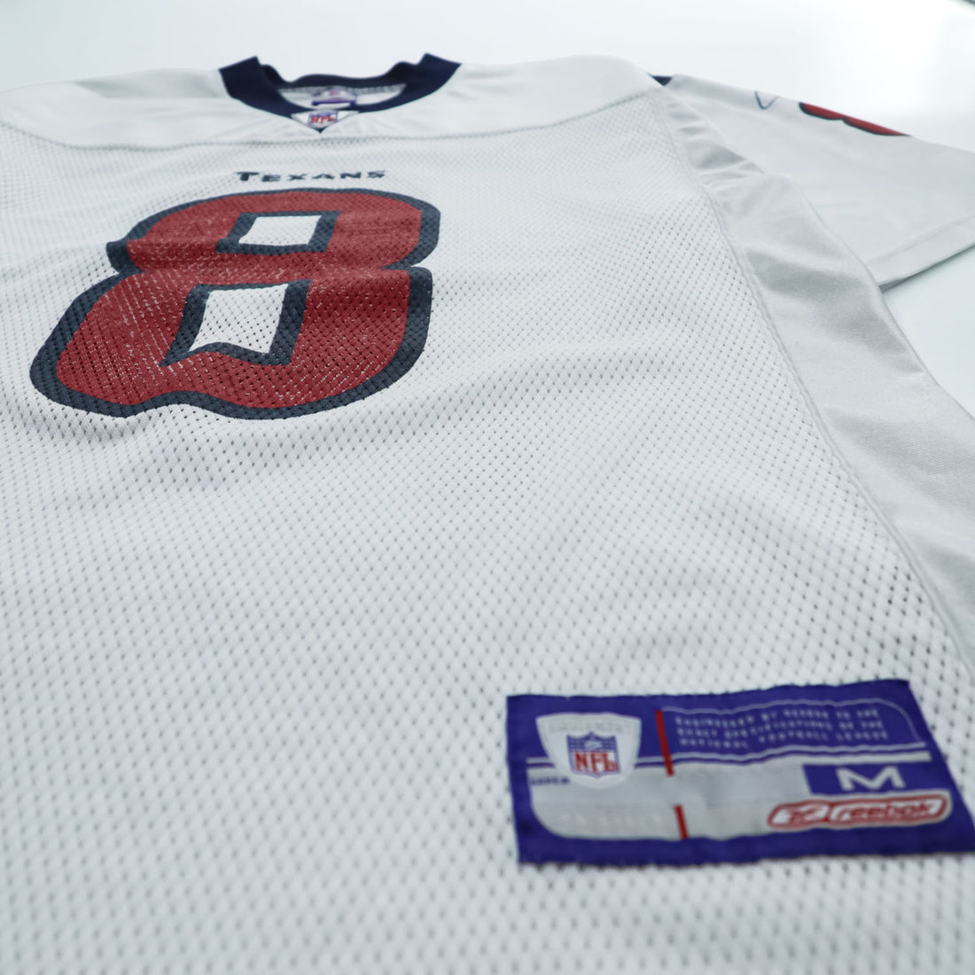 Reebok ゲームシャツ フットボールジャージ Tシャツ M ホワイト ネイビー メッシュ NFL TEXANS ナンバリング