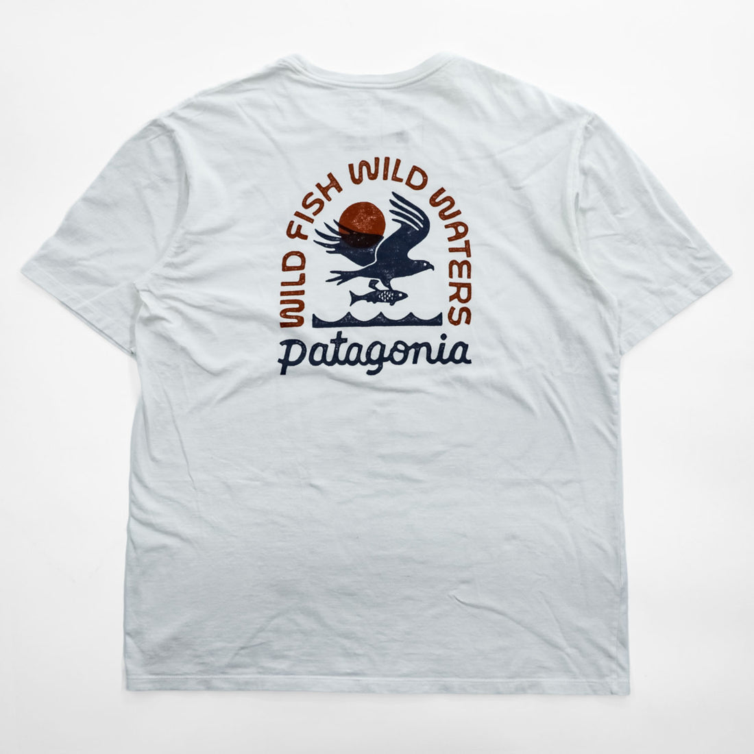Patagonia オーガニックコットン Tシャツ M ホワイト バックプリント WILD FISH WILD WATERS