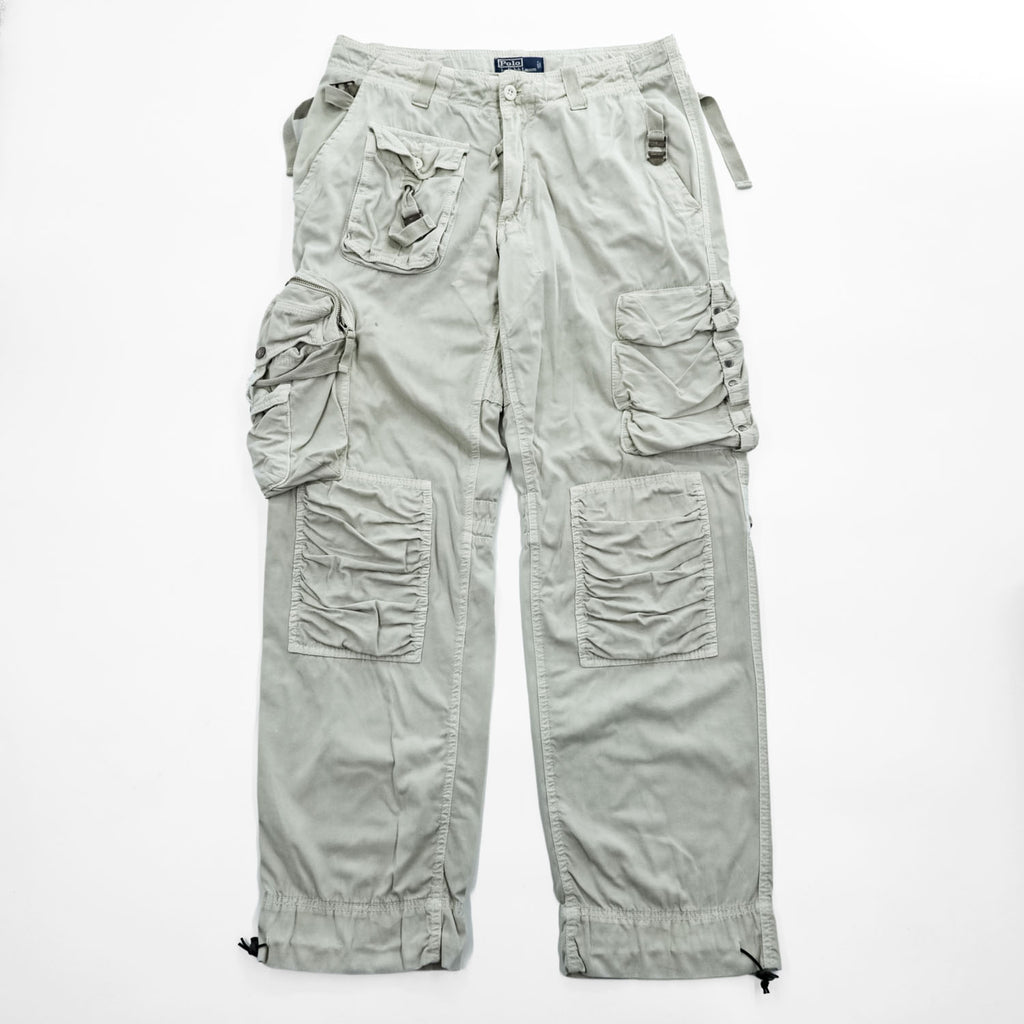 Polo Ralph Lauren 90年代 ユーティリティ カーゴパンツ パラシュートパンツ M ベージュ ドローコード マルチポケット