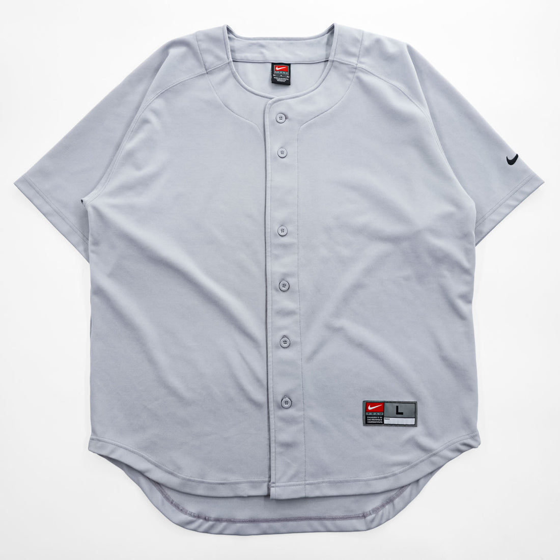 NIKE TEAM 00年代 ヴィンテージ 半袖 ベースボールシャツ L グレー ポリエステル