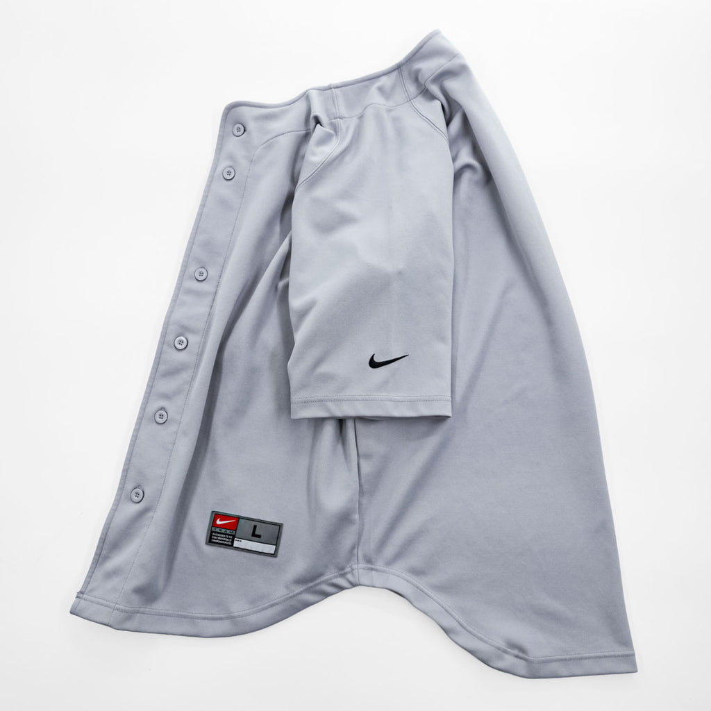 NIKE TEAM 00年代 ヴィンテージ 半袖 ベースボールシャツ L グレー ポリエステル