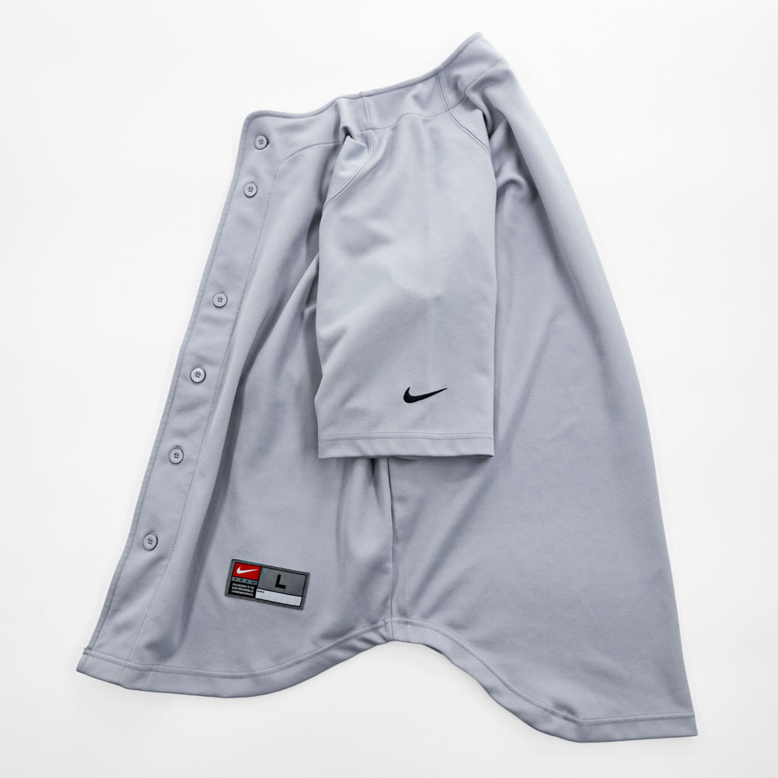 NIKE TEAM 00年代 ヴィンテージ 半袖 ベースボールシャツ L グレー ポリエステル