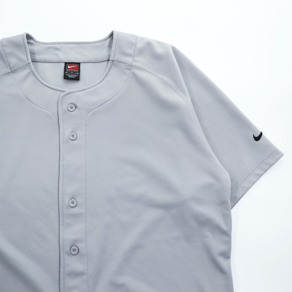 NIKE TEAM 00年代 ヴィンテージ 半袖 ベースボールシャツ L グレー ポリエステル