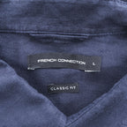 FRENCH CONNECTION リネン100% 半袖シャツ L ネイビー 麻 クラシックフィット 胸ポケット