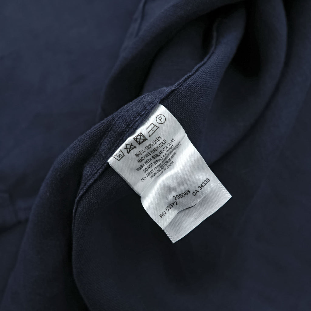 FRENCH CONNECTION リネン100% 半袖シャツ L ネイビー 麻 クラシックフィット 胸ポケット