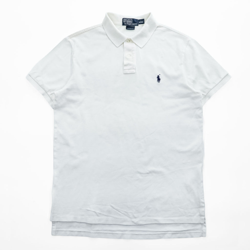 Polo Ralph Lauren ポロシャツ L ホワイト ポニー刺繍 CUSTOM FIT 鹿の子 コットン100%