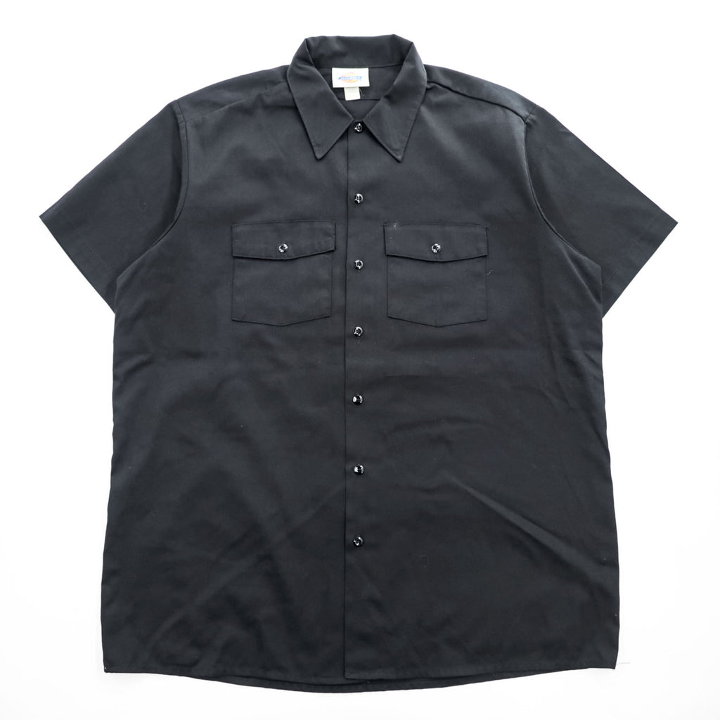 Dickies 90年代 USA製 ヴィンテージ 半袖ワークシャツ XL ブラック ダブルポケット