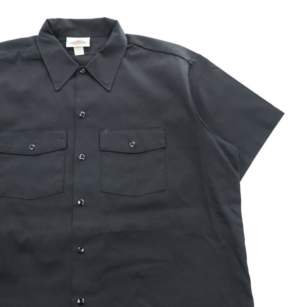 Dickies 90年代 USA製 ヴィンテージ 半袖ワークシャツ XL ブラック ダブルポケット