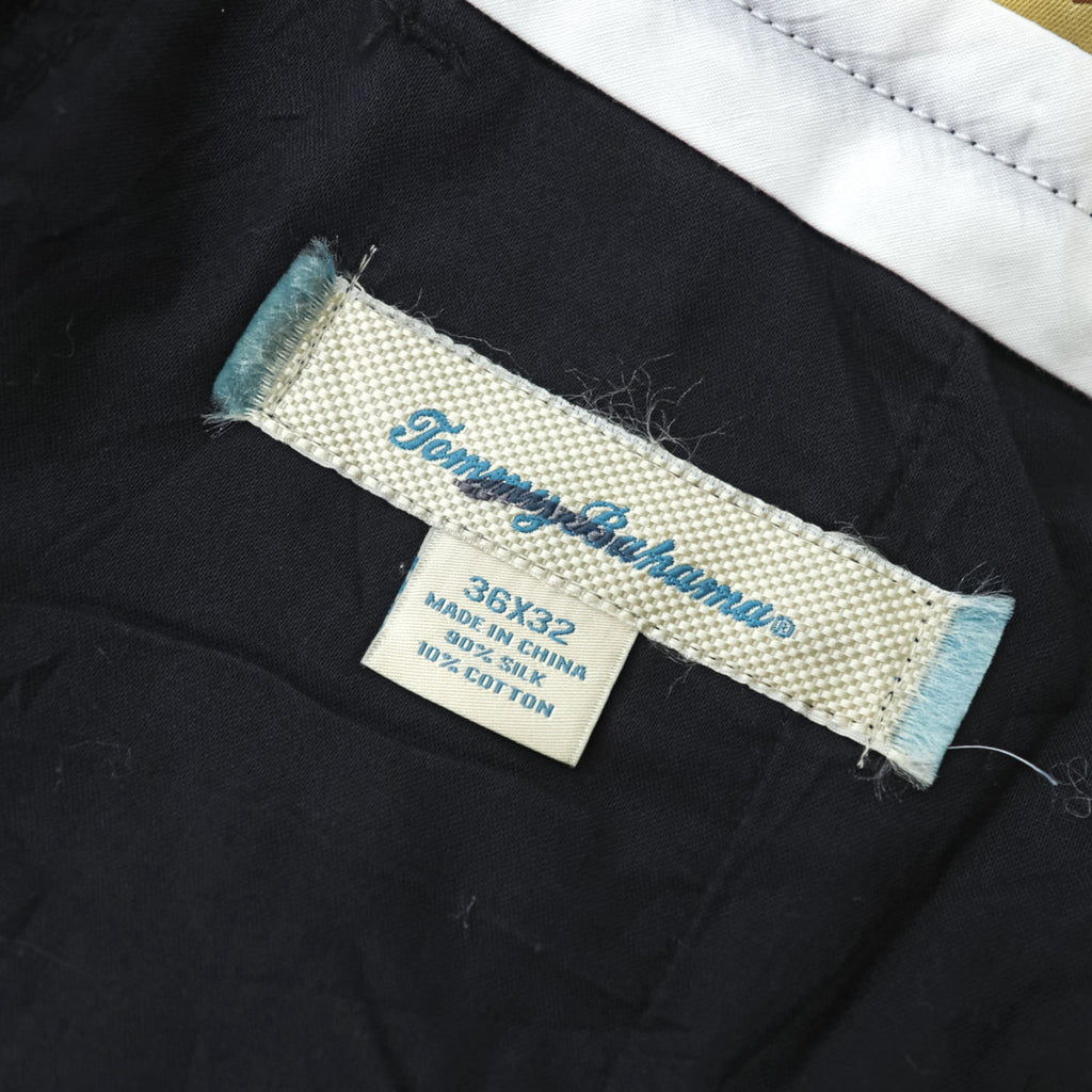 TOMMY BAHAMA シルクブレンド ヘリンボーン スラックス パンツ 36 x 32 ブラック