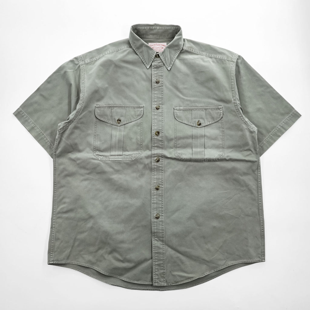 FILSON 半袖ワークシャツ L カーキ グリーン ダブルフラップポケット ミリタリー