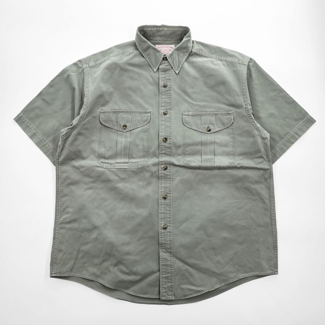 FILSON 半袖ワークシャツ L カーキ グリーン ダブルフラップポケット ミリタリー