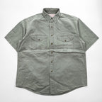 FILSON 半袖ワークシャツ L カーキ グリーン ダブルフラップポケット ミリタリー