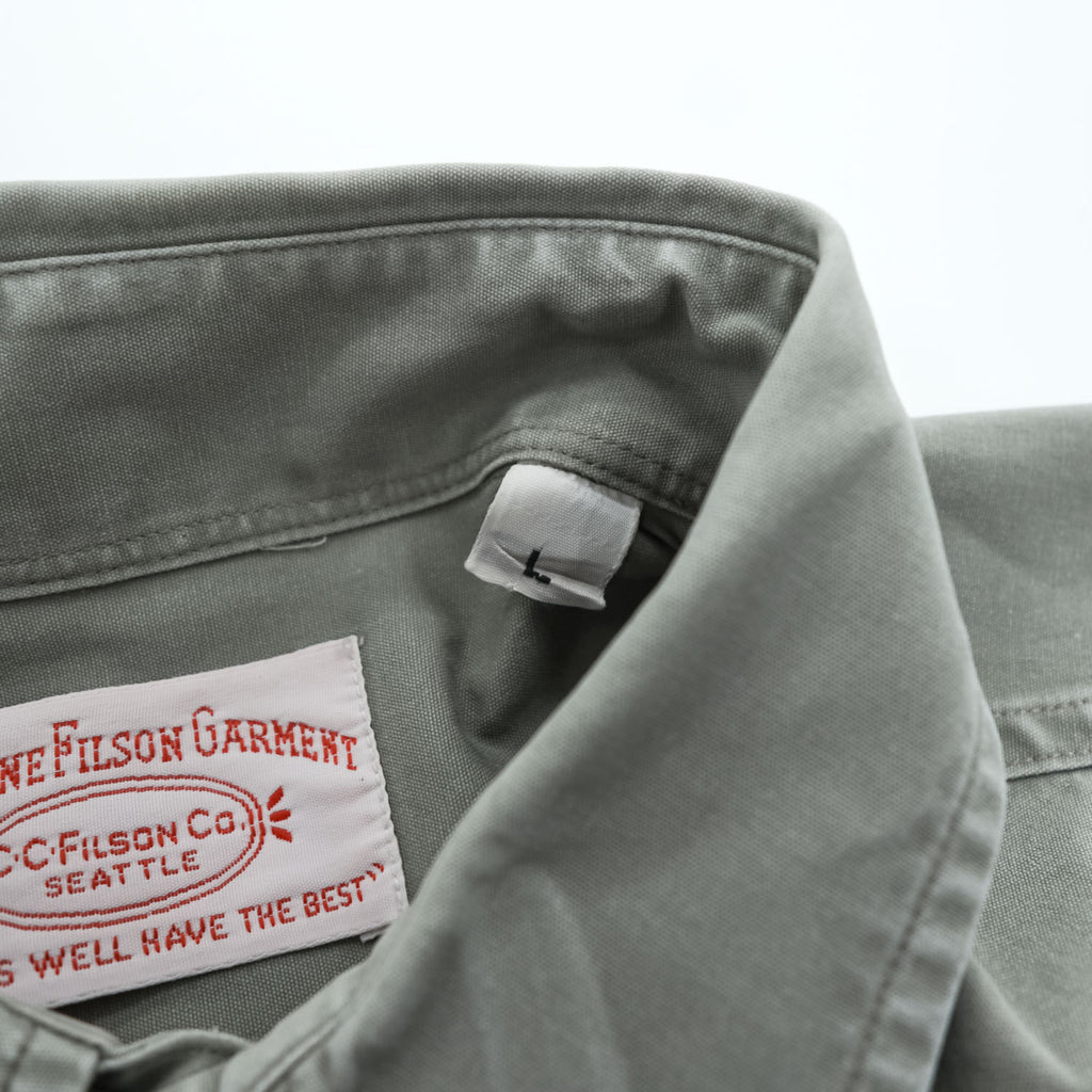 FILSON 半袖ワークシャツ L カーキ グリーン ダブルフラップポケット ミリタリー