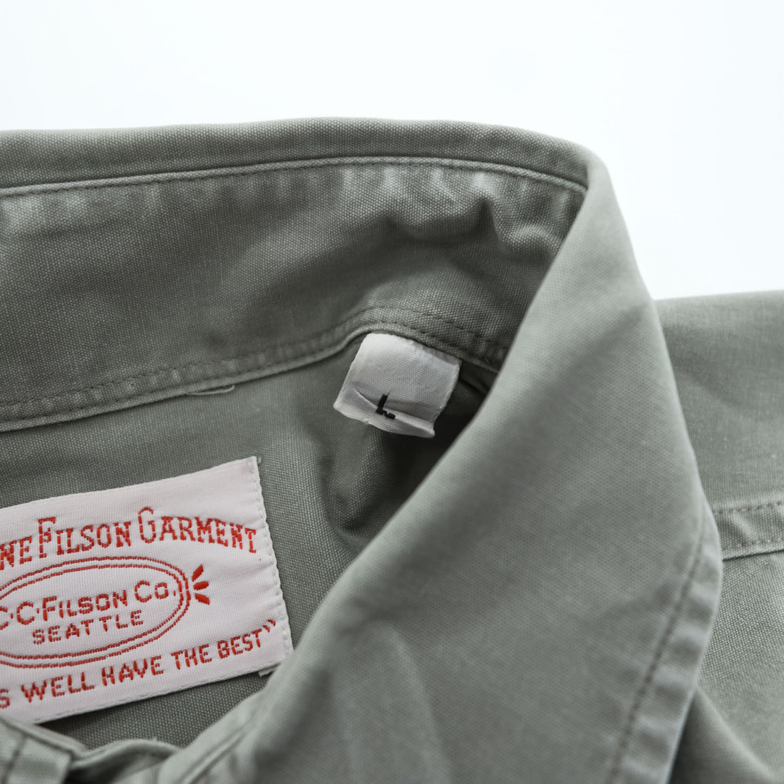 FILSON 半袖ワークシャツ L カーキ グリーン ダブルフラップポケット ミリタリー