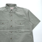 FILSON 半袖ワークシャツ L カーキ グリーン ダブルフラップポケット ミリタリー