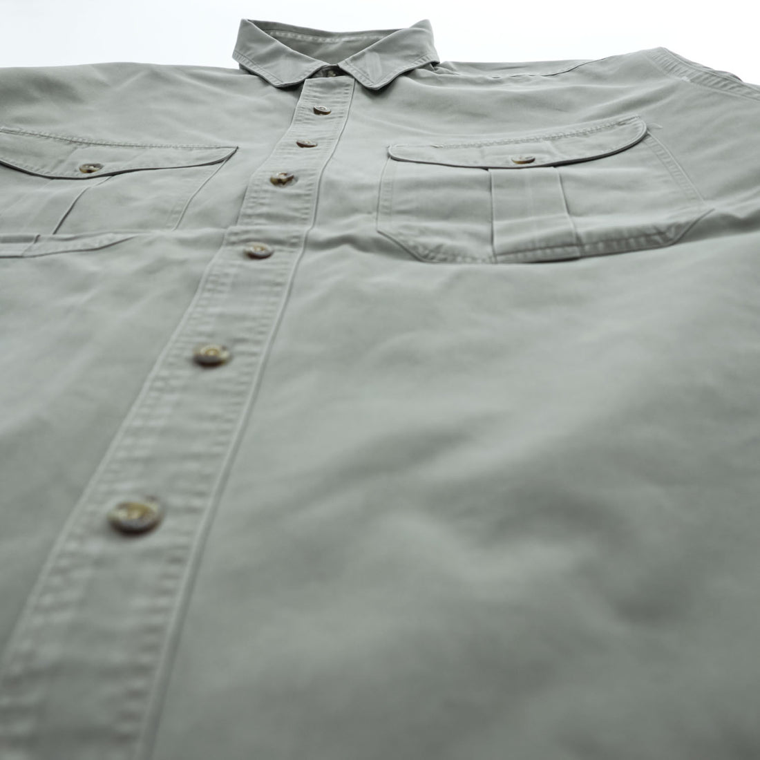 FILSON 半袖ワークシャツ L カーキ グリーン ダブルフラップポケット ミリタリー
