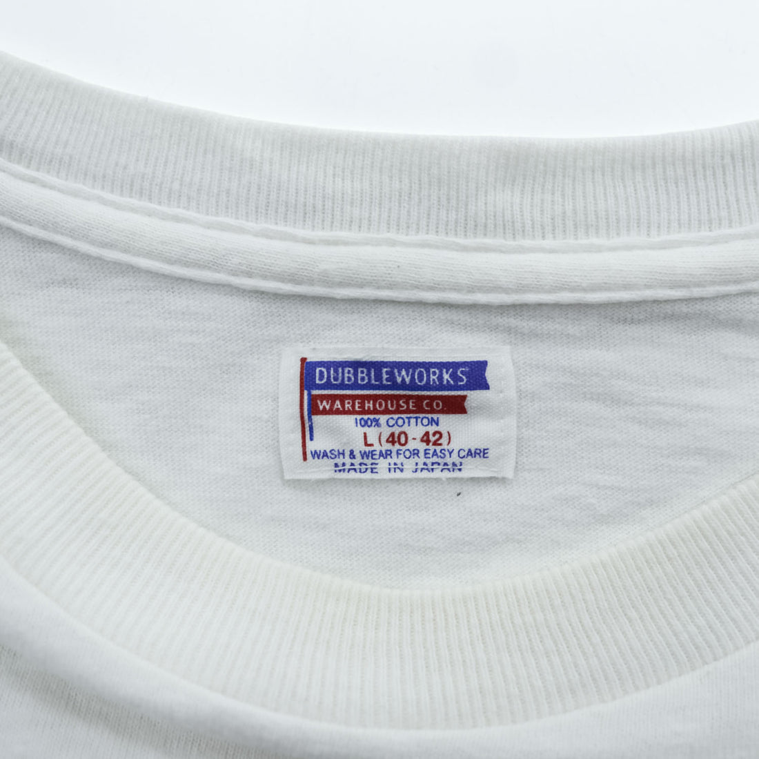 DUBBLE WORKS ( WAREHOUSE ) 日本製 Tシャツ L ホワイト シングルステッチ NAVY AA 染み込みプリント