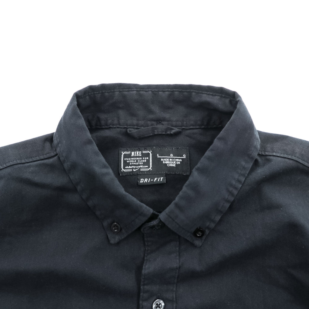 NIKE DRI-FIT 長袖 ボタンダウンシャツ L ブラック 胸ポケット