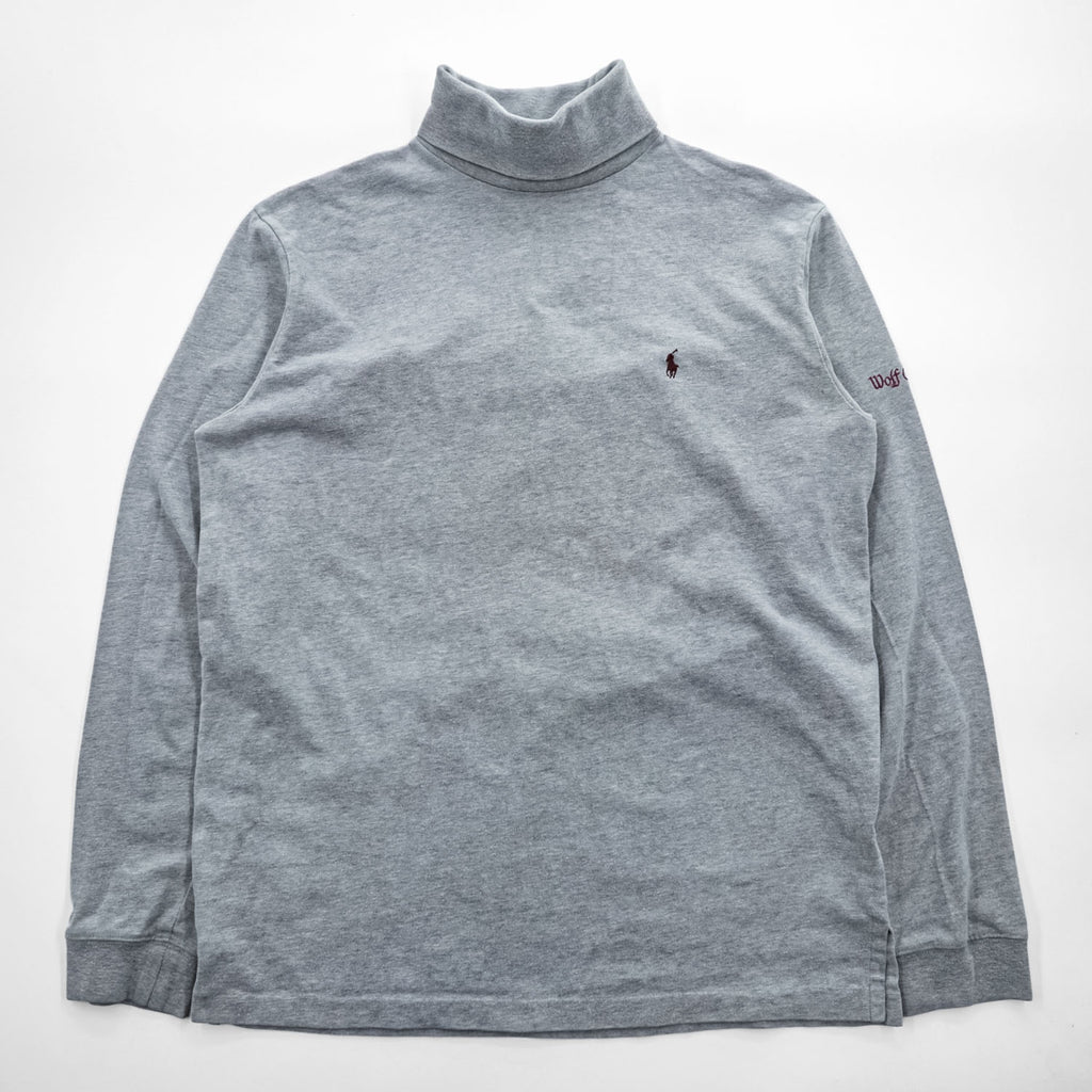 Polo Ralph Lauren 90年代 タートルネック 長袖 ロングスリーブ Tシャツ L グレー ポニー 刺繍