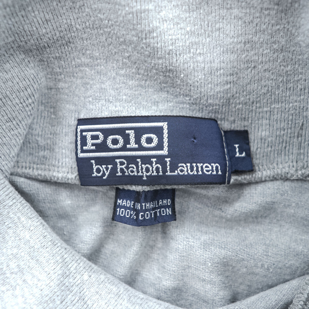 Polo Ralph Lauren 90年代 タートルネック 長袖 ロングスリーブ Tシャツ L グレー ポニー 刺繍