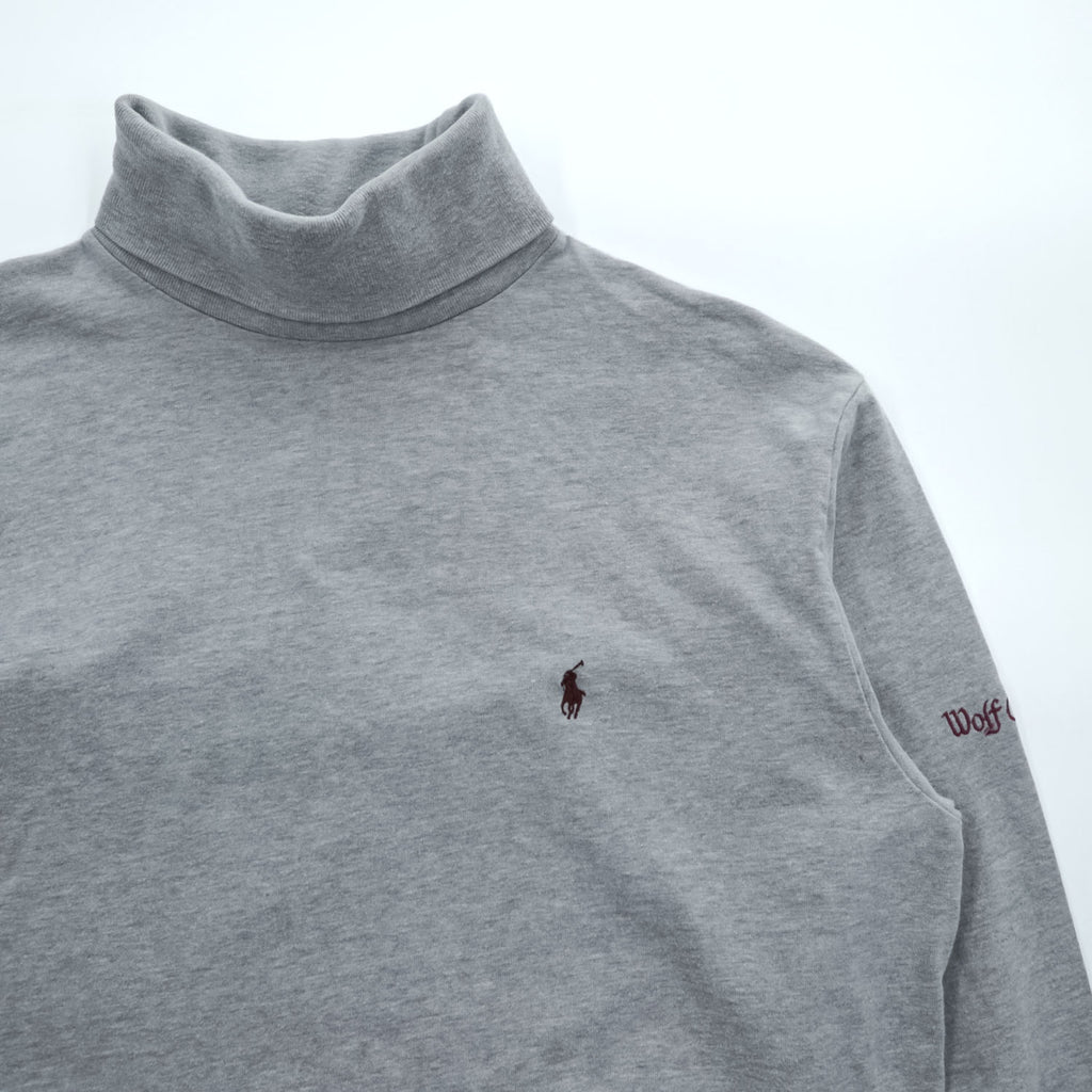 Polo Ralph Lauren 90年代 タートルネック 長袖 ロングスリーブ Tシャツ L グレー ポニー 刺繍