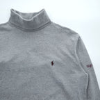 Polo Ralph Lauren 90年代 タートルネック 長袖 ロングスリーブ Tシャツ L グレー ポニー 刺繍