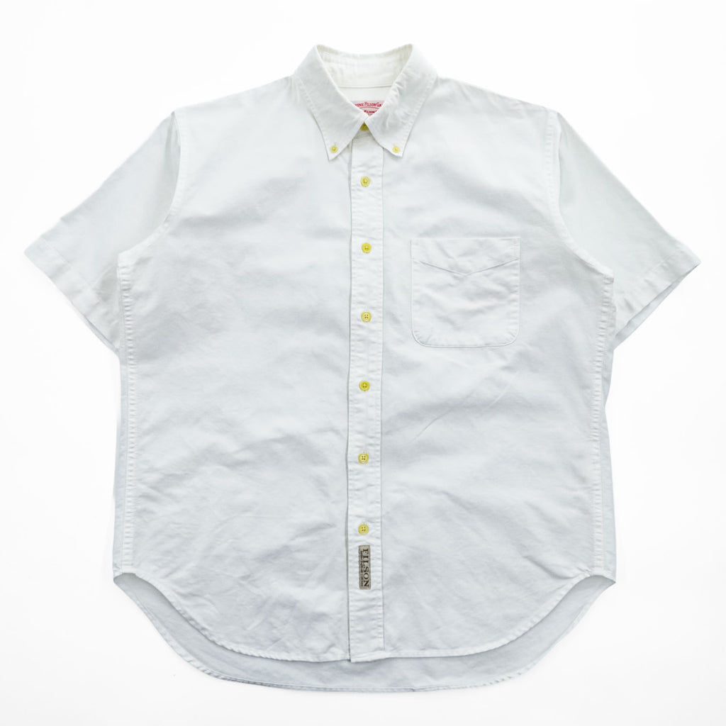 FILSON 半袖 ボタンダウンシャツ S ホワイト オックスフォード 胸ポケット