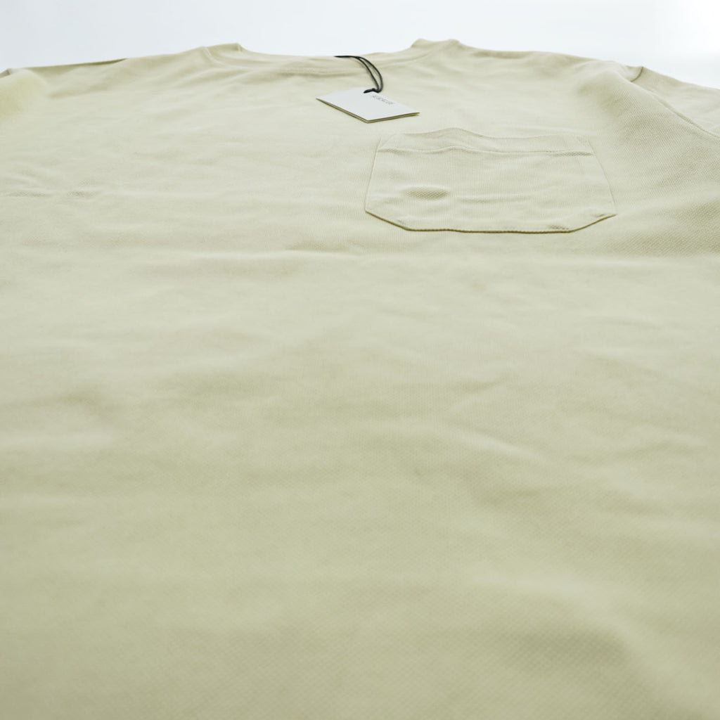 AURALEE 日本製 ポケット Tシャツ L イエロー SUPER FINE COTTON SALT SHRINK PIQUE BIG TEE サイドスリット A22ST02EK 未使用品