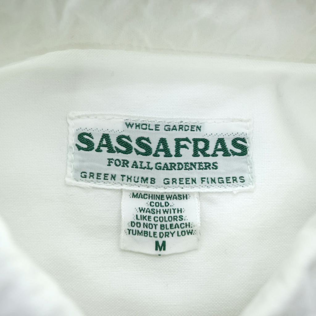 SASSAFRAS 日本製 オックスフォード 長袖 ボタンダウンシャツ M ホワイト 胸ポケット コットン100％
