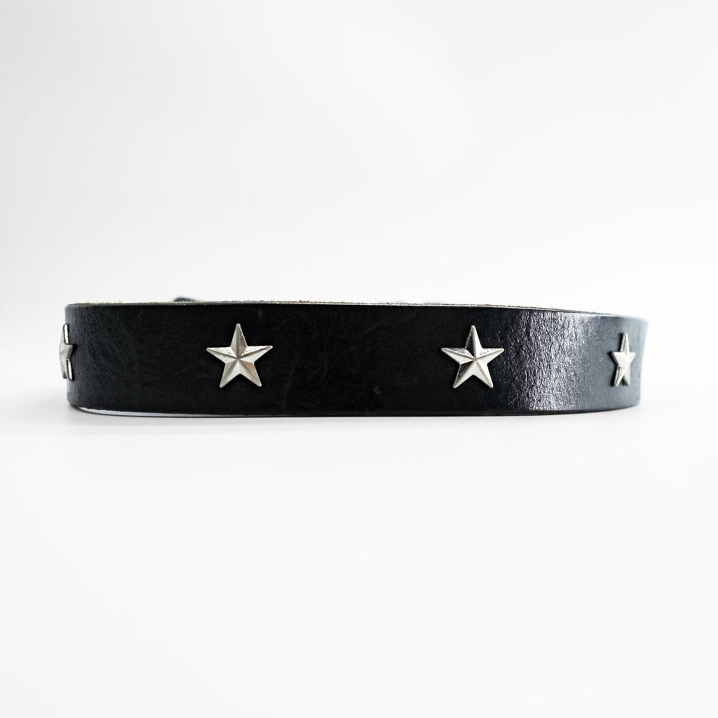 ROTTWEILER スター スタッズ レザー ベルト ブラック シルバー バックル ナロー