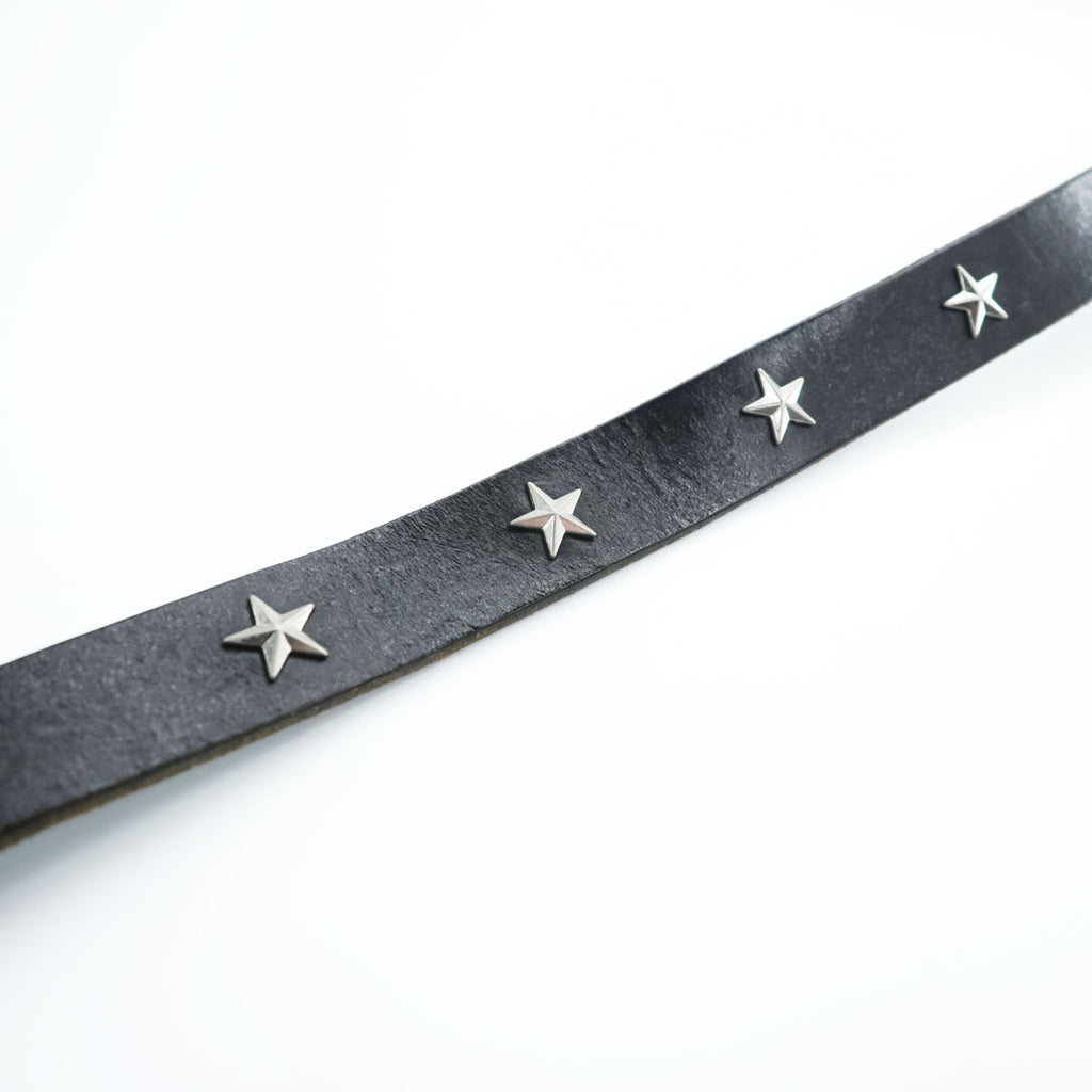 ROTTWEILER スター スタッズ レザー ベルト ブラック シルバー バックル ナロー