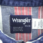Wrangler 80年代  USA製 ヴィンテージ 長袖 マルチストライプシャツ XL ボタンダウン マルチカラー ダブルポケット