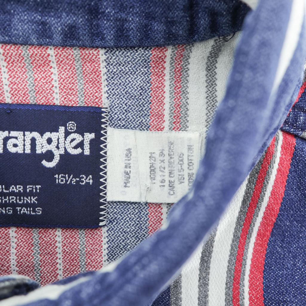 Wrangler 80年代  USA製 ヴィンテージ 長袖 マルチストライプシャツ XL ボタンダウン マルチカラー ダブルポケット