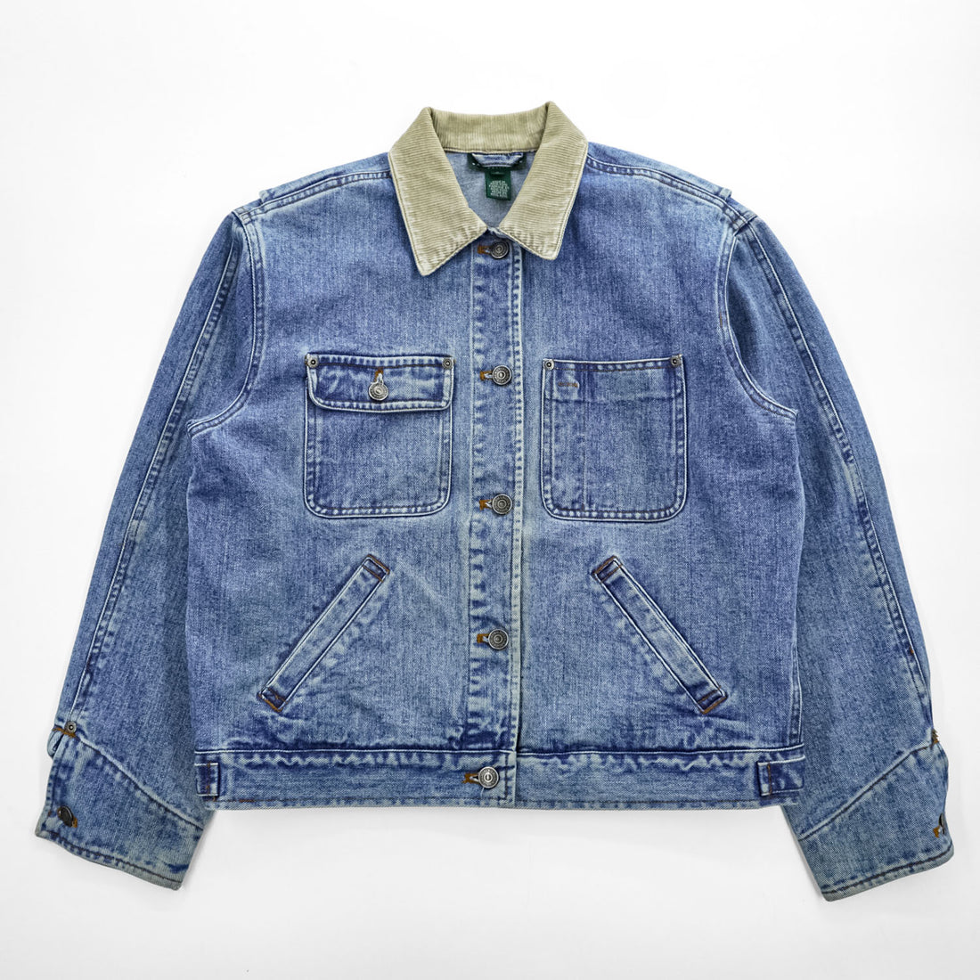 LAUREN RALPH LAUREN 90年代 ヴィンテージ 襟コーデュロイ デニムジャケット ハンティングジャケット S インディゴ ブルー