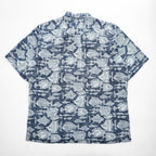 reyn spooner 90年代 ヴィンテージ アロハシャツ 半袖シャツ XL インディゴ ブルー 総柄 CLASSIC ビキニタグ ボタンダウン 魚