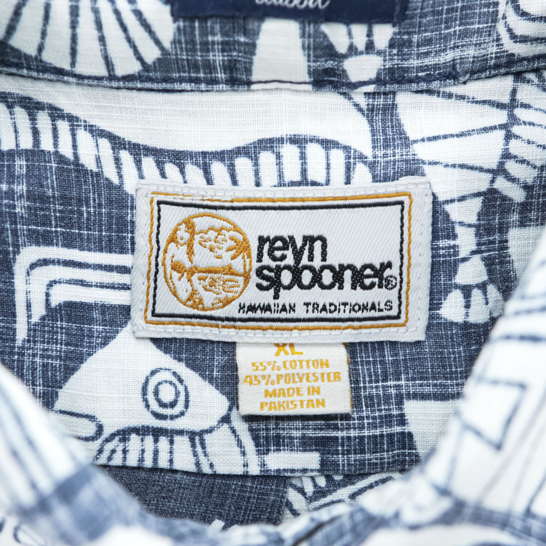reyn spooner 90年代 ヴィンテージ アロハシャツ 半袖シャツ XL インディゴ ブルー 総柄 CLASSIC ビキニタグ ボタンダウン 魚