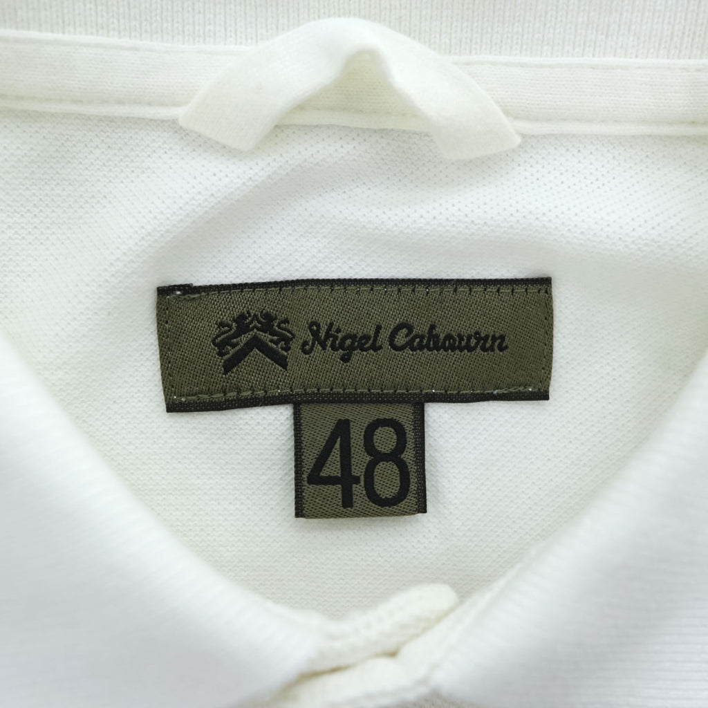 Nigel Cabourn 日本製 ポロシャツ M ホワイト 鹿の子 リボン付き 胸ポケット 8030021610